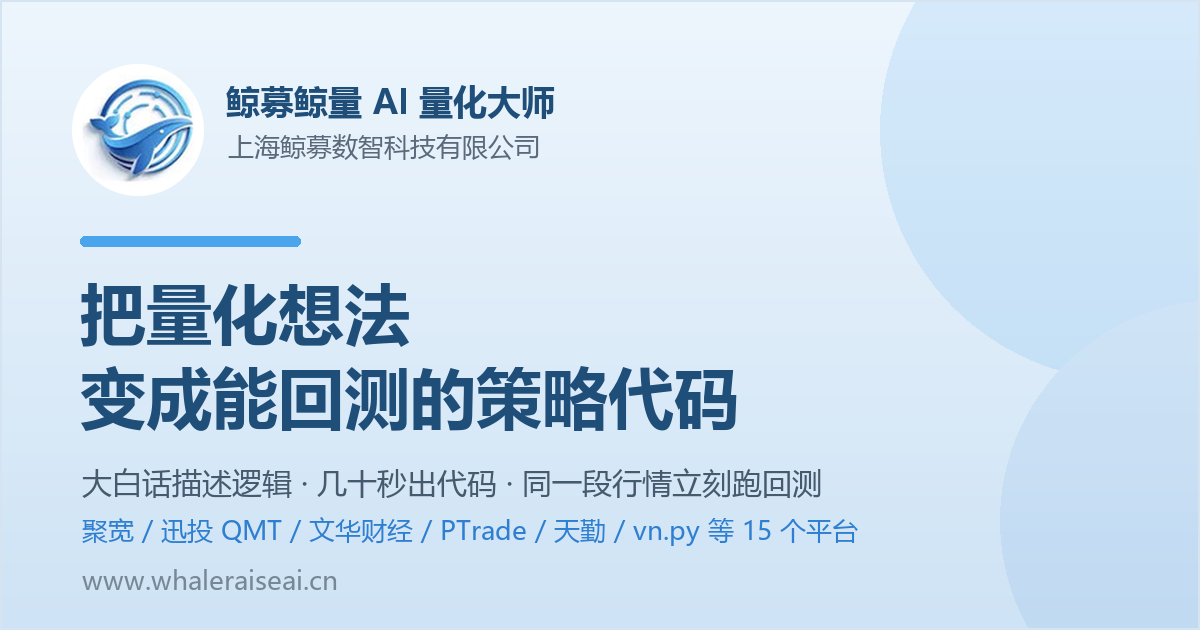 鲸募鲸量 AI 量化大师 · 把量化想法变成能回测的策略代码